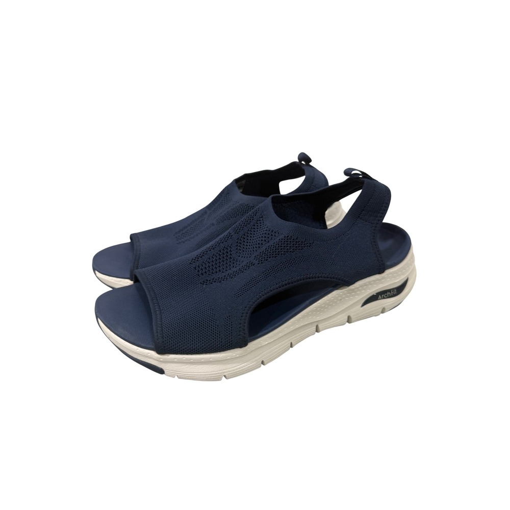 Skechers Arch Fit City Catch Navy Blue Knit Slingback Sandals Womens 10